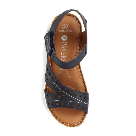 Pavers Blue Ladies Leather Touch Fasten Cut Out Sandals 4 Pavers Blue Ladies Leather Touch Fasten Cut Out Sandals - Image 4