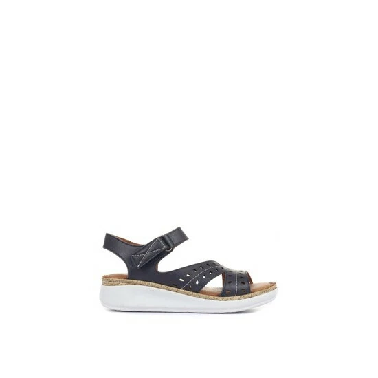 Pavers Blue Ladies Leather Touch Fasten Cut Out Sandals 6 Pavers Blue Ladies Leather Touch Fasten Cut Out Sandals - Image 6