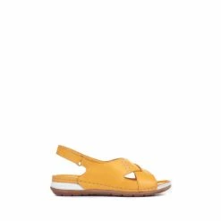 Pavers Yellow Leather Slingback Sandals
