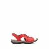 Pavers Red Ladies Leather Wide Fit Pull-On Sandals