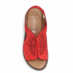 Pavers Red Ladies Leather Wide Fit Pull-On Sandals -Pavers Sales Store unnamed file 2201