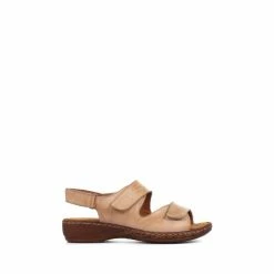 Pavers Natural Ladies Dual Fitting Leather Sandals