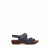 Pavers Navy Blue Dual Fitting Leather Sandals