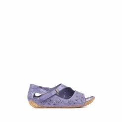 Pavers Purple Leather Flat Sandals