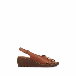 Pavers Brown Leather Slingback Sandals