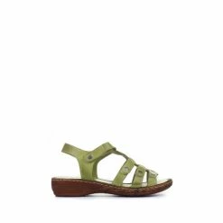 Pavers Ladies Green Leather T-Bar Sandals