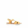 Pavers Yellow Wide Fit Leather T-Bar Sandals