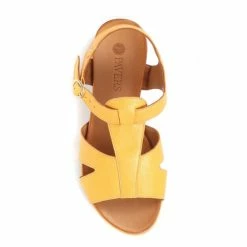 Pavers Yellow Wide Fit Leather T-Bar Sandals -Pavers Sales Store unnamed file 2268