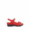 Pavers Red Touch Fastening Floral Cut-Out Sandals