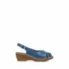 Pavers Blue Leather Slingback Wedge Sandals