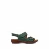 Pavers Ladies Green Dual Fitting Leather Sandals