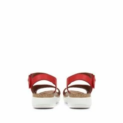 Pavers Red Ladies Leather Touch Fasten Cut Out Sandals -Pavers Sales Store unnamed file 2320