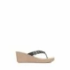 Pavers Ladies Wedge Toe Post Sandals Black