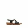 Pavers Black Casual Leather Slingback Sandals