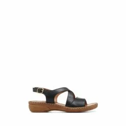 Pavers Black Casual Leather Slingback Sandals