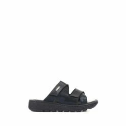 Pavers Extra Wide Fit Ladies Black Leather Mule Sandals