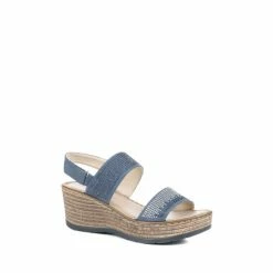 Pavers Blue Lightweight Wedge Sandals