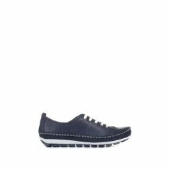 Pavers Ladies Navy Leather Lace-Up Trainers