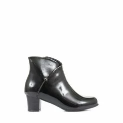 Pavers Black Wider Fit Block Heel Ankle Boots