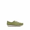 Pavers Ladies Lime Green Leather Lace-Up Trainers