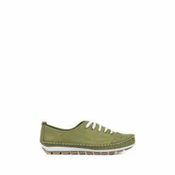 Pavers Ladies Lime Green Leather Lace-Up Trainers -Pavers Sales Store unnamed file 2795