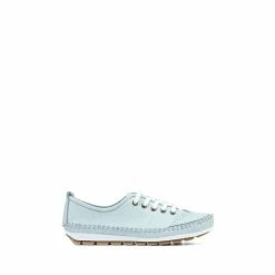 Pavers Baby Blue Wide Fit Leather Lace-Up Trainers