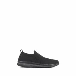 Pavers Black Lightweight Slip-On Trainers