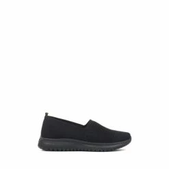Pavers Black Ladies Lightweight Slip-On Trainers