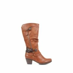 Pavers Brown Low Heeled Slouch Boots