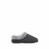 Pavers Grey Faux Fur Wide Fit Slippers