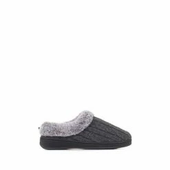 Pavers Grey Faux Fur Wide Fit Slippers 5 Pavers Grey Faux Fur Wide Fit Slippers -Pavers Sales Store unnamed file 3102