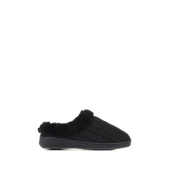 Pavers Faux Fur Wide Fit Black Slippers 1 Pavers Faux Fur Wide Fit Black Slippers