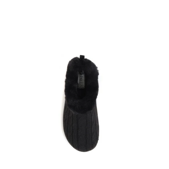 Pavers Faux Fur Wide Fit Black Slippers 4 Pavers Faux Fur Wide Fit Black Slippers - Image 4