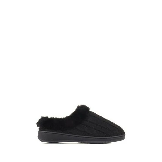Pavers Faux Fur Wide Fit Black Slippers 6 Pavers Faux Fur Wide Fit Black Slippers - Image 6