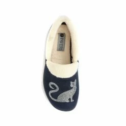 Pavers Womens Wide Fit Blue Novelty Cat Slippers -Pavers Sales Store unnamed file 3259