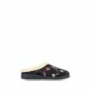 Pavers Wide Fit Cosy Mule Black Slippers