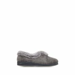 Pavers Grey Wide Fit Full Slippers