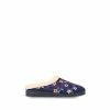 Pavers Blue Wide Fit Cosy Mule Slippers