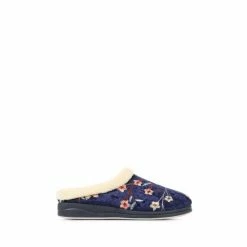 Pavers Blue Wide Fit Cosy Mule Slippers