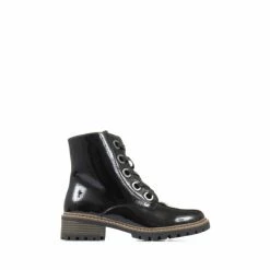 Pavers Metallic Lace Up Ankle Black Boots