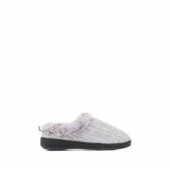 Pavers Grey Faux Fur Wide Fit Slippers -Pavers Sales Store unnamed file 3343