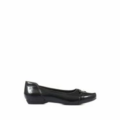 Pavers Ladies Wide Fit Slip On Pumps Black