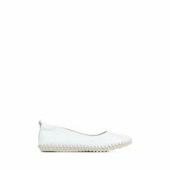 Pavers White Leather Ballet Pumps