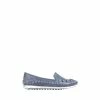 Pavers Blue Leather Slip-On Pumps