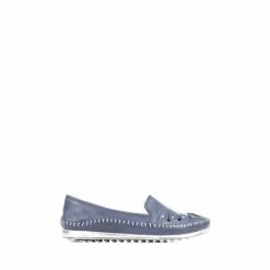 Pavers Blue Leather Slip-On Pumps