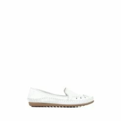 Pavers White Leather Slip-On Pumps