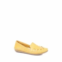 Pavers Yellow Leather Slip-On Pumps -Pavers Sales Store unnamed file 3611