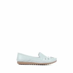 Pavers Blue Leather Slip-On Pumps