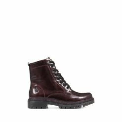 Pavers Red Wide Fit Lace-Up High-Shine Ankle Boots -Pavers Sales Store unnamed file 401