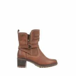 Pavers Natural Heeled Biker Boots